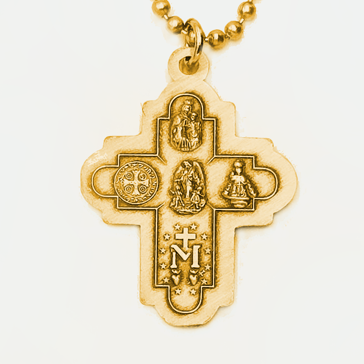 Collar de medalla escapulario de 4 vías