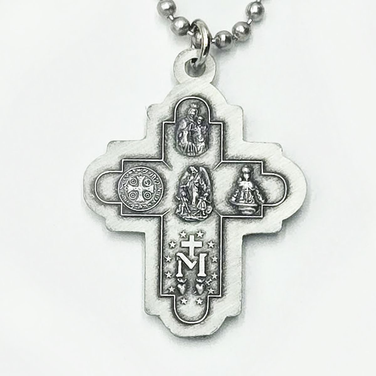 Collar de medalla escapulario de 4 vías