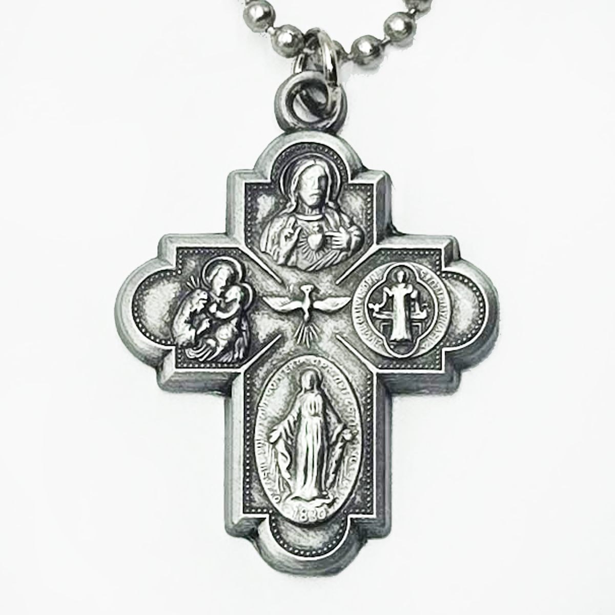 Collar de medalla escapulario de 4 vías