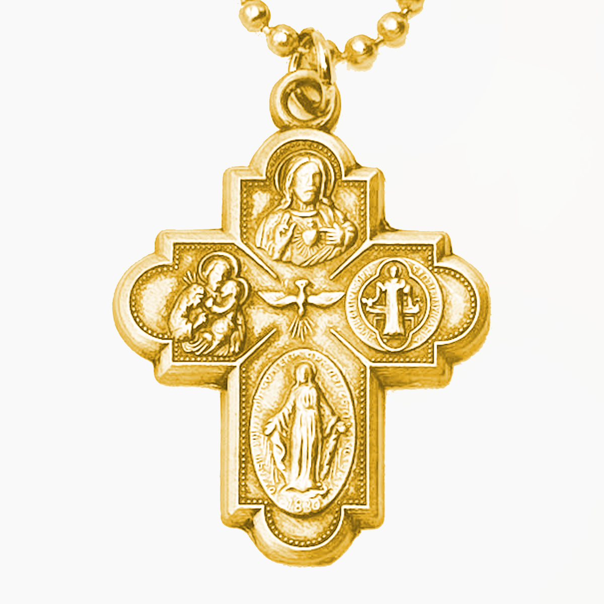 Collar de medalla escapulario de 4 vías