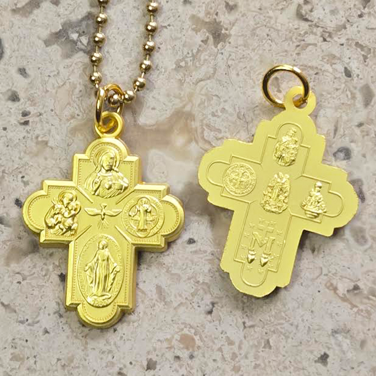 Collar de medalla escapulario de 4 vías