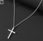 Men's Silver Cross Necklace Roman Catholic Gear