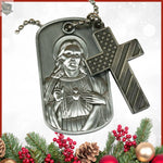 Sacred Heart Dog Tag and American Flag Cross