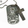 Sacred Heart Dog Tag and American Flag Cross Roman Catholic Gear